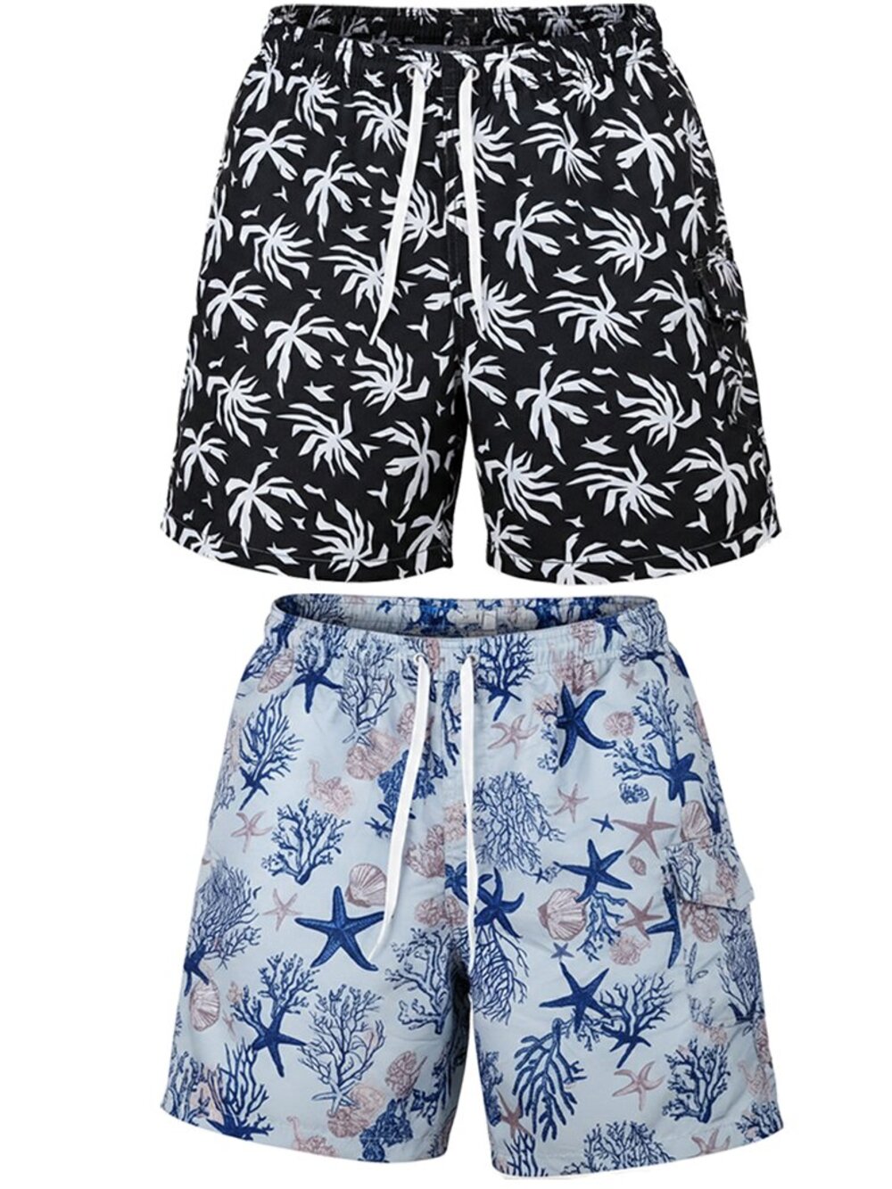 Men’s Cargo Swim Trunks 2 Pack Quick Dry Mesh Lined Beach Board Shorts, Pockets